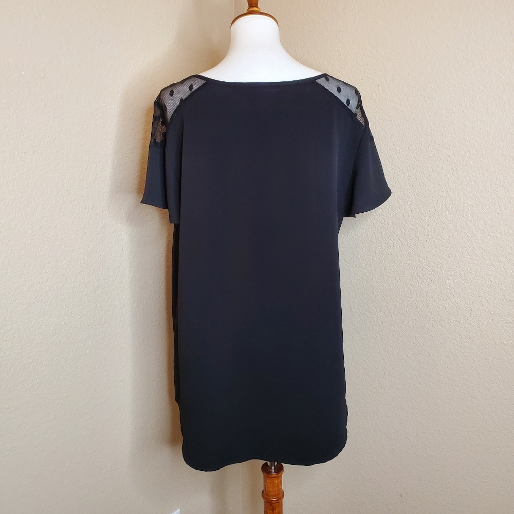 Torrid Crepe Mesh Dot Flutter Sleeve Top - image 5